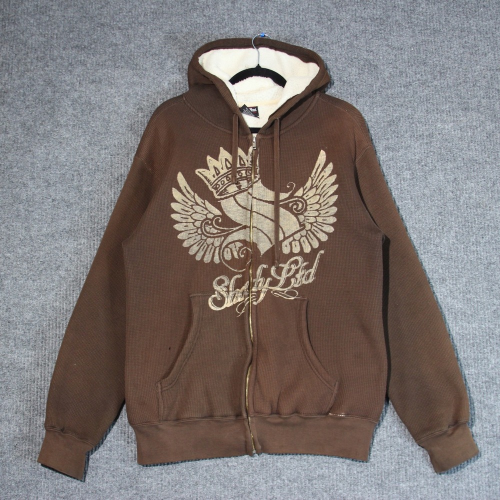 Vintage Eminem Shady LTD Hoodie Mens M Brown Grunge Thermal Lined Hip Hop Rare‎